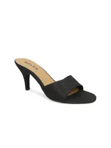SOLES Women Black Open Toe Stiletto Heels