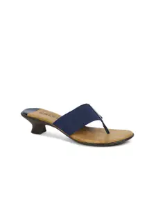 SOLES Blue & Bronze-Toned Kitten Heels