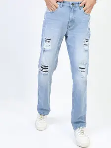HIGHLANDER Men Blue Straight Fit Mildly Distressed Stretchable Jeans