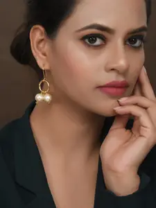 Silvermerc Designs Gold-Toned Contemporary Western Pearl Beads Drop Earrings