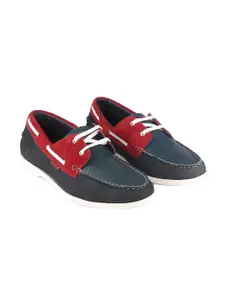 Red Chief Men Blue Colourblocked Leather Boat Shoes