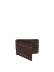 MARKQUES Men Brown Textured Leather Two Fold Wallet with SIM Card Holder