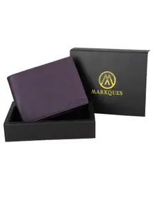 MARKQUES Men Purple Leather Two Fold Wallet