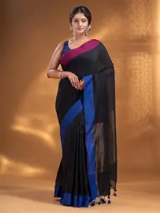 Arhi Black & Blue Woven Design Pure Cotton Saree