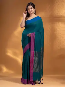 Arhi Teal & Purple Woven Design Pure Cotton Saree