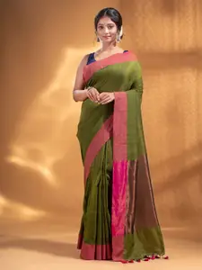 Arhi Green & Copper-Toned Woven Design Pure Cotton Saree