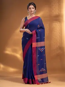 Arhi Blue & Pink Pure Linen Saree