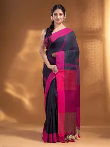 Arhi Grey & Pink Striped Pure Cotton Saree