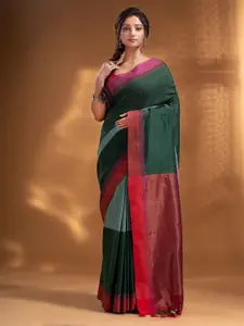 Arhi Green & Red Woven Design Pure Cotton Saree