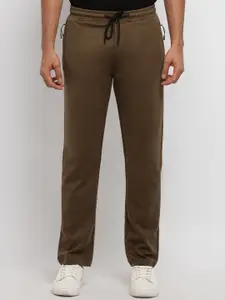 Status Quo Men Olive-Green Solid Cotton Track Pants