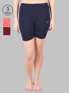 Apraa & Parma Women Pack of 3 Navy Blue Slim Fit Cycling Sports Shorts