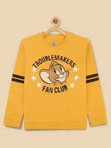 Kids Ville Boys Yellow Tom & Jerry Printed Sweatshirt