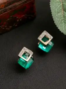 YouBella Green Gold-Plated Diamond Shaped Studs Earrings
