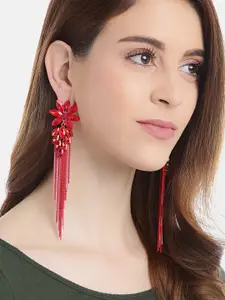 YouBella Women Red Contemporary Drop Earrings