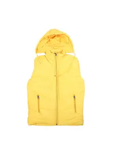 V-Mart Boys Yellow Striped Solid  Lightweight Puffer Jacket