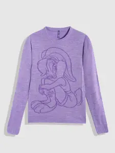 YK Girls Lavender Looney Tunes Lola Bunny Print Pullover