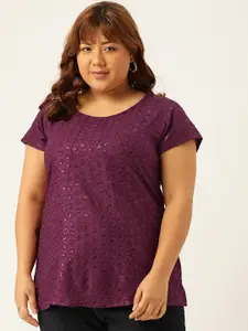 theRebelinme WOMEN Plus size Purple Embellished Top