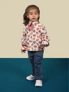 One Friday Girls Multicoloured Floral Printed Casual Shirt