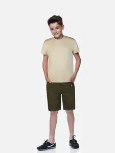 Gini and Jony Boys Olive Green Solid Shorts