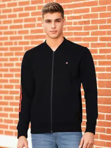 Lee Men Black Detachable Hood Cotton Sweatshirt