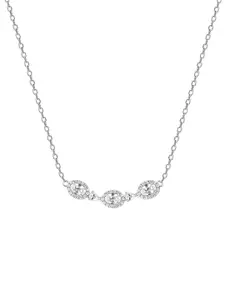 GIVA Silver-Toned & White Sterling Silver Rhodium-Plated Necklace