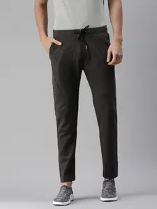 SHOWOFF Men Grey Solid Cotton Straight-Fit Track Pant