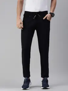 SHOWOFF Men Navy Blue Solid Straight-Fit Cotton Track Pants