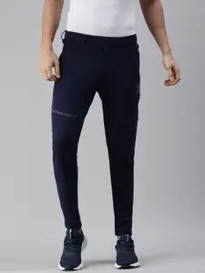 SHOWOFF Men Navy Blue Solid Cotton Slim-Fit Track Pants