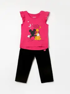 Juniors by Lifestyle Girls Mickey & Pluto Printed T-shirt with Pyjamas