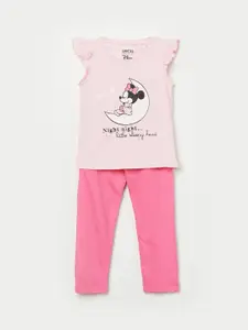 Juniors by Lifestyle Girls Mickey Mouse Pure Cotton Printed T-shirt With Pyjamas
