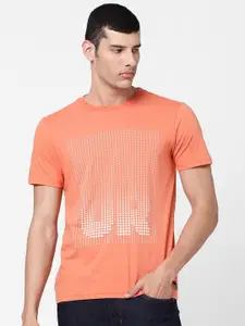 Lee Men Orange Printed Slim Fit T-shirt