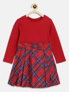 Chicco Girls Red & Blue Checked Dress