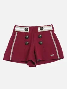 One Friday Girls Burgundy Low-Rise Shorts
