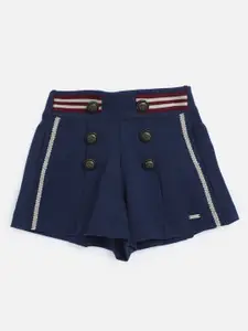 One Friday Girls Navy Blue Low-Rise Shorts