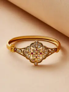 Voylla Women Gold-Plated & White Brass Kundan Bangle