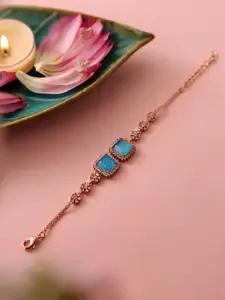 Voylla Women Rose Gold & Blue Brass Rose Gold-Plated Link Bracelet