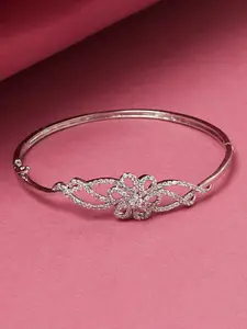 Voylla Voylla Women Silver-Toned Brass Rhodium-Plated Cuff Bracelet