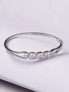 Voylla Voylla Women Silver-Toned Brass Rhodium-Plated Cuff Bracelet