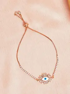 Voylla Women Rose Gold & Evil Eye Blue Brass Gold-Plated Cuff Bracelet