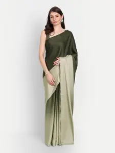 kasee Green Colourblocked Satin Saree