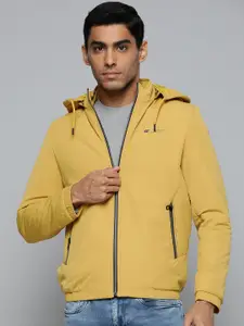 Fort Collins Men Yellow Solid Padded Jacket With Detachable Hood