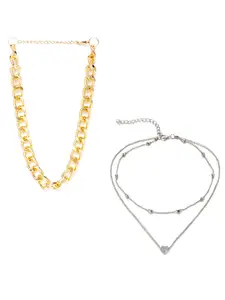 Jewels Galaxy Set Of 2 Gold-Toned & Silver-Toned Necklace