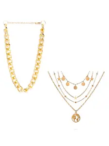 Jewels Galaxy Set of 2 Gold-Plated Layered Necklaces