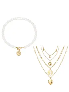 Jewels Galaxy Set Of 2 Gold-Toned & White Gold-Plated Necklace