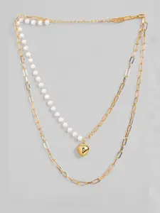 Jewels Galaxy Gold-Toned & White Gold-Plated Layered Necklace
