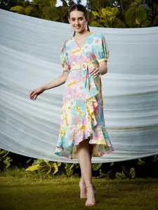 Athena Multicoloured Floral Crepe Dress
