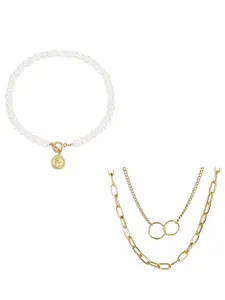 Jewels Galaxy Set Of 2 White Gold-Plated Necklace