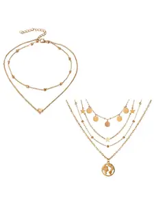 Jewels Galaxy Women Set Of 2 Gold-Plated Layered Necklace