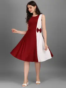 Kinjo Women Maroon Colourblocked Formal Western Dress