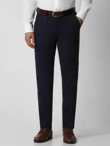 Van Heusen Men Navy Blue Slim Fit Formal Trousers